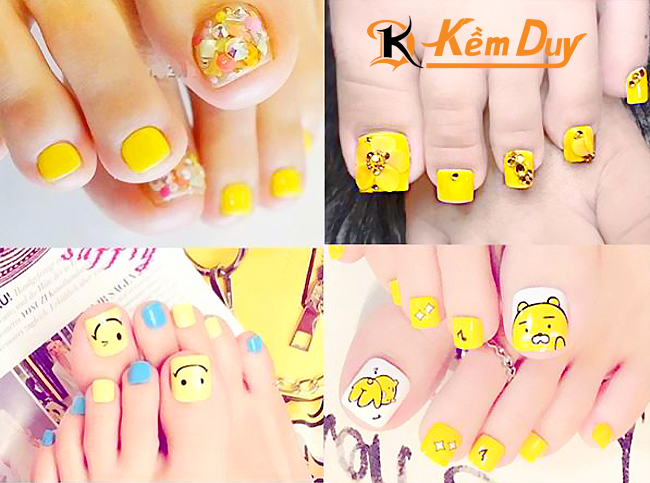 mau nail chan dep mau vang