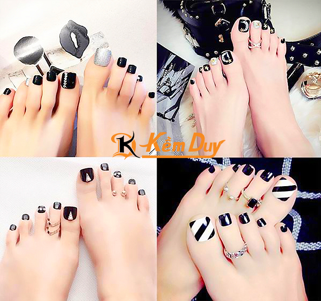 nail chan mau den don gian